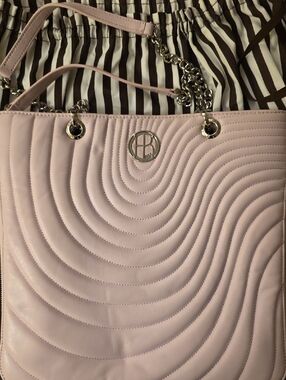 HENRI BENDEL *RARE* Quilted Wave-Panel Pink Tote Bag with Chain Straps